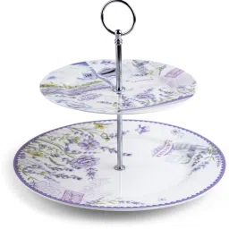 Ceramic Lavender Print Two-Tier Cake Stand Detachable Layers Ceramic Cake Serve Ceramic Cake Server-10