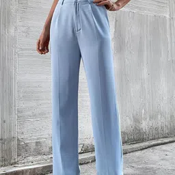 Kotty Women Blue Straight Fit High-Rise Trousers-image-88