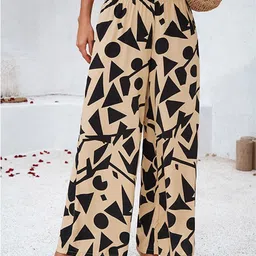 StyleCast x Revolte Women Geometric Loose Fit High-Rise Trousers-image-2