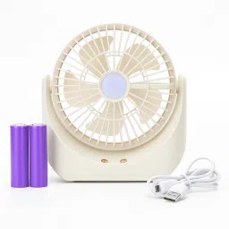 HANS 2400mAh Desk Fan 3-Speed Portable Table Fan with 5 Blade and 90° Rotation JY-1881 USB Fan-image-96
