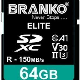 Branko V30 Elite Memory Card for Photo Video Music Voice File DSLR Camera DSC Camcorder 64 GB SDXC Class 10 150 MB/sMemory Card Compatible with Camera, Computer, Mobile-53