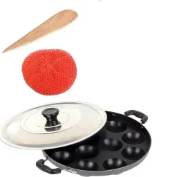 Appam Patra with Lid Guntapongadalu Pan Paniyaram Pan Litti Maker Appe Pan K7 Paniarakkal with Lid 1 L capacity 23 cm diameter-image-55