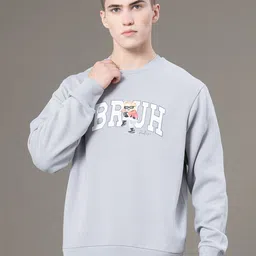 Red Tape Men Graphic Print Fleece Round Neck Baggy Fit Sweatshirt-image-90