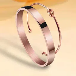 MYKI Women Pack Of 2 Rose Gold Cubic Zirconia Rose Gold-Plated Kada Bracelet-39