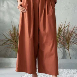 Canoopi Women Relaxed Straight Leg High-Rise Easy Wash Pleated Trousers-picture-8