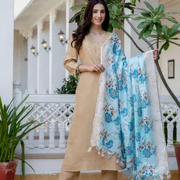 Nayo V-Neck Straight Kurta with Trousers & Dupatta-picture-22