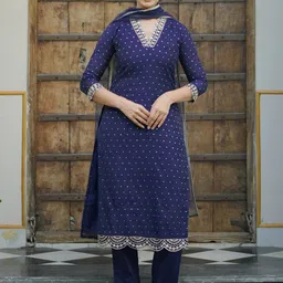 Libas Floral Yoke Design Straight Kurta & Trousers With Dupatta-picture-32