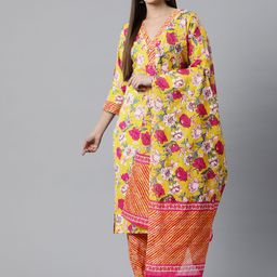 Readiprint Fashions Women Floral Printed Regular Pure Cotton Kurta with Patiala & Dupatta-picture-23