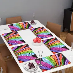 LooMantha Pink & Black 6 Pieces Printed Rectangle Shaped Table Placemats-1