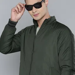Flying Machine Men Green Back Brand Logo Self Design Insulator Bomber Jacket-image-10