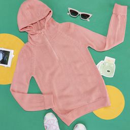 Pantaloons Junior Girls Peach-Coloured Hooded Pullover Sweater-image-11