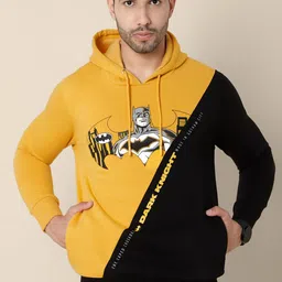 Free Authority Men Yellow Batman Printed Hooded Cotton Sweatshirt-image-45