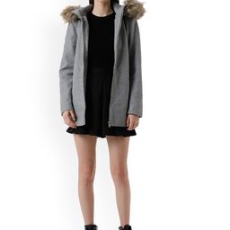 ONLY Onlnewerica Faux Fur Trim Hooded Longline Parka Jacket-32