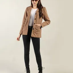 Dlanxa Women Brown Solid Fleece Overcoat Winter Coat-image-96