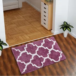 AEROHAVEN Burgundy & White Moroccan Microfiber Bath mat-32