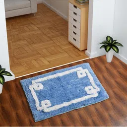 AEROHAVEN Blue & White Moroccan 1850 GSM Microfiber Anti-Skid Bath Mat-image-48