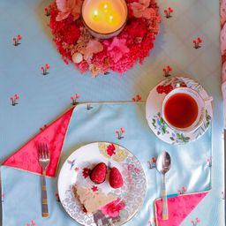 design station Mehfil Gul Abr Pink &  Blue Floral Printed Rectangle Table Placemat-image-49