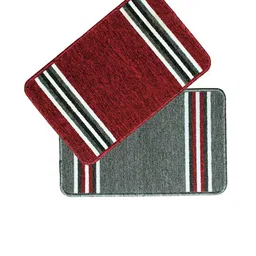 Bedspun Red & Grey 2 Pieces Striped Anti-Skid Doormats-14