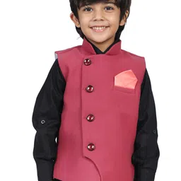 Aj DEZInES Boys Red Solid Waistcoat-29