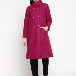 Be Indi Women Double-Breasted Acrylic Overcoat-image-8