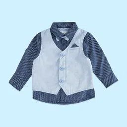 Pantaloons Baby Boys Printed Cotton Party Shirt With Waist Coat-picture-46