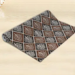 Kuber Industries Black & Brown Printed  PVC Anti Slip Skid Shelf Mat-36
