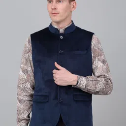Cantabil Mandarin Collar Single-Breasted Slim Fit Nehru Jacket-39