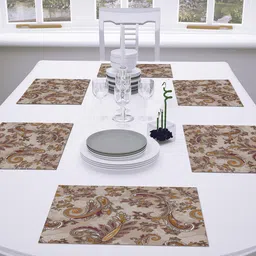 AEROHAVEN Set Of 6 Brown Geometric Print Table Placemats-3