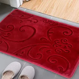 CURIOUS LIFESTYLE Maroon Floral-Embossed Anti Slip Doormat-image-61