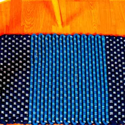 HANDICRAFT PALACE Black & Blue Cotton Rectangular Non-Slip Doormat-15
