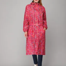 THE CLOWNFISH Women Red Waterproof Long Rain Jacket-image-39