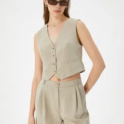 Koton V-Neck Sleeveless Waistcoat-picture-47