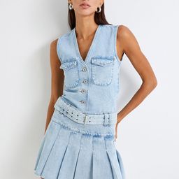 Koton V-Neck Sleeveless Cotton Denim Waistcoat-image-43