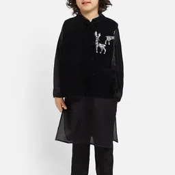 PICCOLO Boys Black Regular Kurta with Pyjamas-33