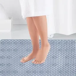 HomeCloud Grey Textured 110 GSM Non-Slip Bath Rug-image-76