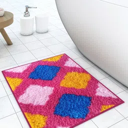 Athom Trendz Pink & Blue Checked Anti-Skid Doormat-8