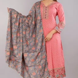 Women Printed Viscose Rayon Anarkali Kurta With Attached Dupatta-image-20