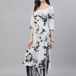 AKS Abstract Printed Pure Cotton Straight Kurta & Palazzos with Dupatta image 5
