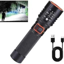 035 LED Flashlight with Telescopic Zoom, 50W Laser Pointer, Type-C USB Charging Torch-14