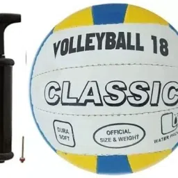 CLASSIC BLUE VOLLEYBALL SIZE - 5 FREE NEEDLE, WITH PUMP Volleyball - Size: 5-17