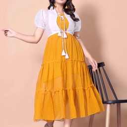 Self Design Georgette Stitched Flared/A-line Gown-image-36