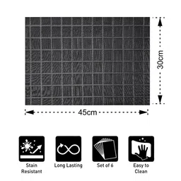 OBSESSIONS Grey 6 Pieces Checked Pattern Textured Waterproof Table Placemats image 3