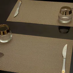 OBSESSIONS Beige 6 Pieces Textured Waterproof Table Placemats-8
