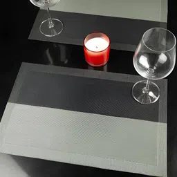 OBSESSIONS Grey & Beige 6 Pieces Textured Waterproof Table Placemats-26