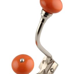 IndianShelf Orange-Coloured and Silvertoned 6 Piece Ceramic Wall Hooks image 3