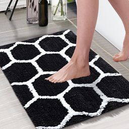 Aura Black & White Bath Printed Anti-Skid 1850 GSM Bath Rug-image-97