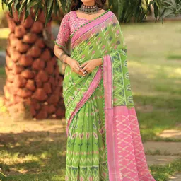 Anouk Ethnic Motifs Patchwork Ikat Saree-picture-11