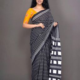 TROPWEAR Polka Dots Printed Pure Cotton Ikat Saree-image-84