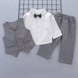 INCLUD Boys Single-Breasted Waistcoat & Trousers With Shirt 3-Piece Suit-image-54