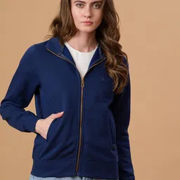 Gipsy Women Blue Mock Collar weatshirt-image-14